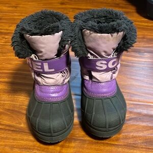 Sorel Kids' SNOW COMMANDER Black and Purple Snow Little Kids Boots size 11